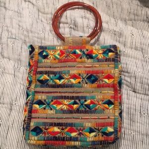 Vintage embroidered woven bag